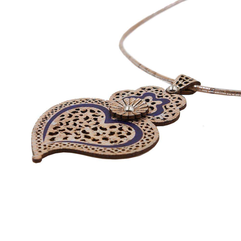Collier en liège "Coeur de Viana" Bleu