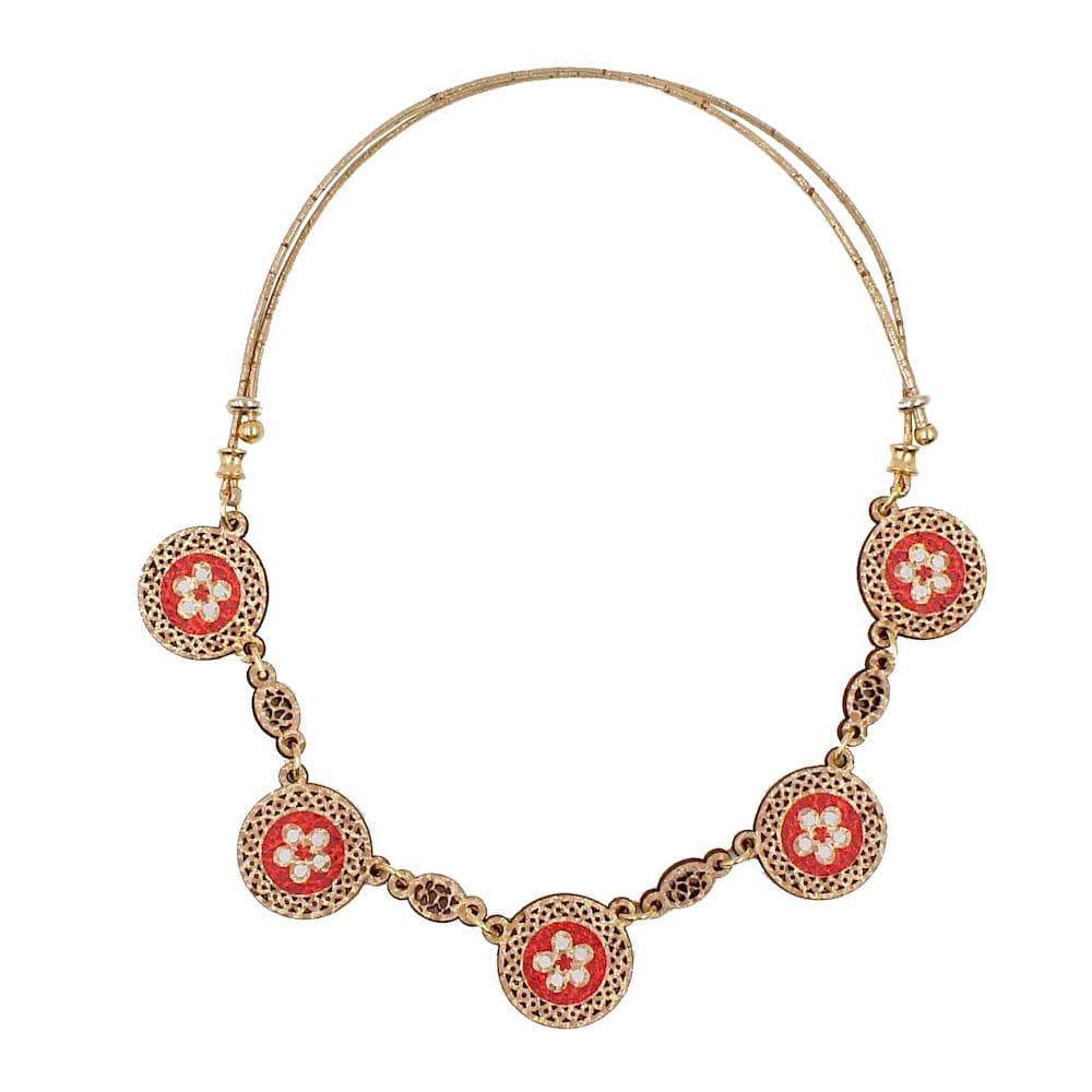 "Flores" Cork Necklace Red