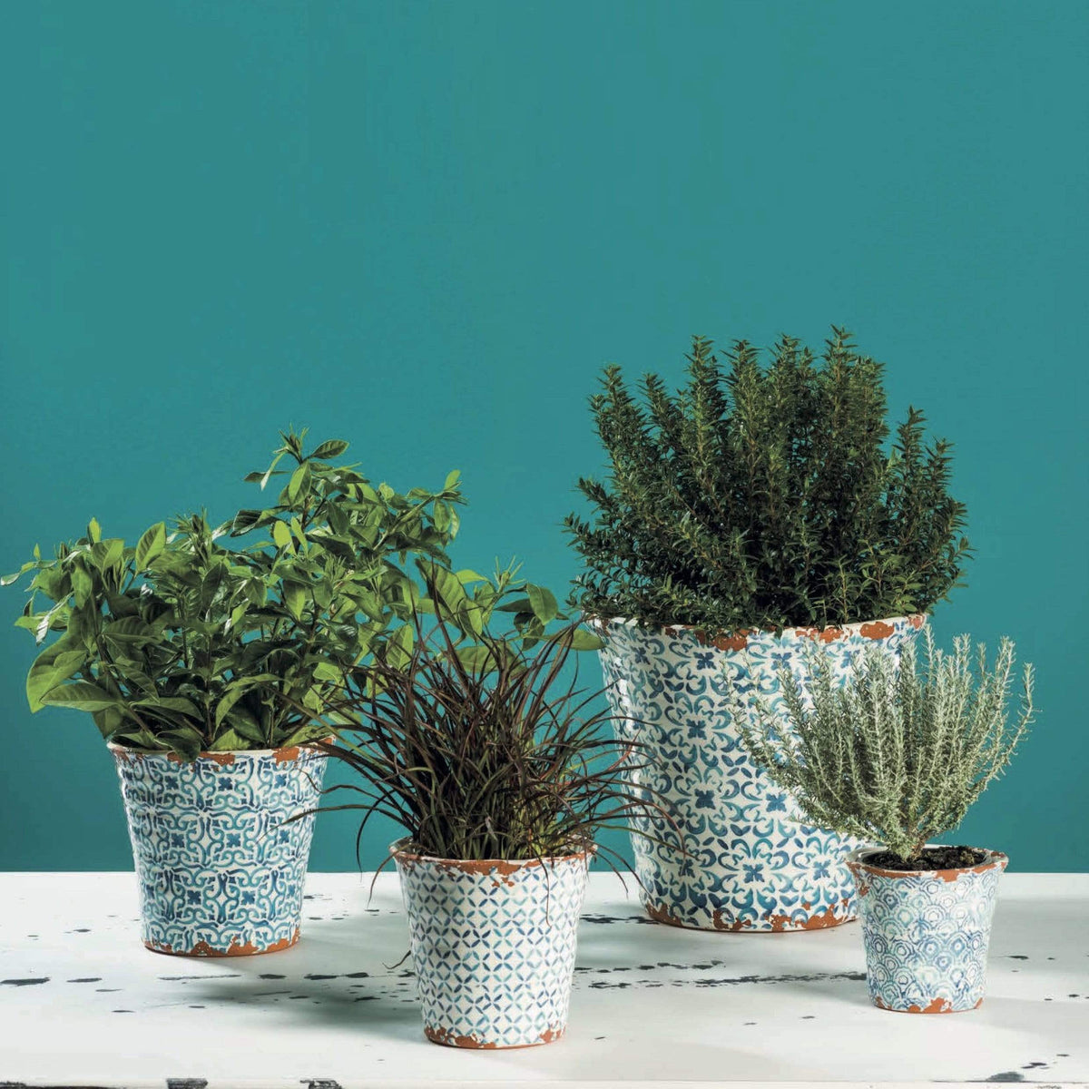 Ensemble de 3 cache pot en terre cuite vitrifiée "Alentejo"