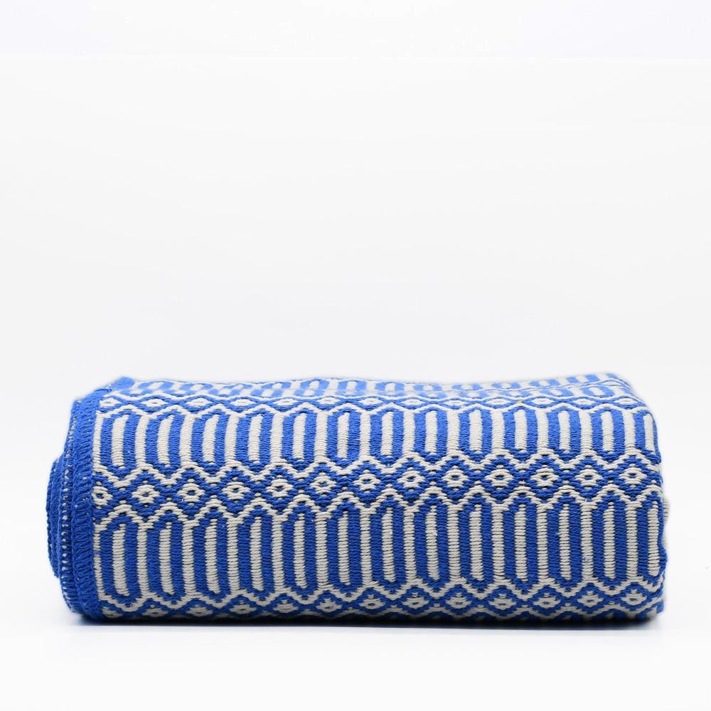 Plaid en coton "Hexa" - Bleu