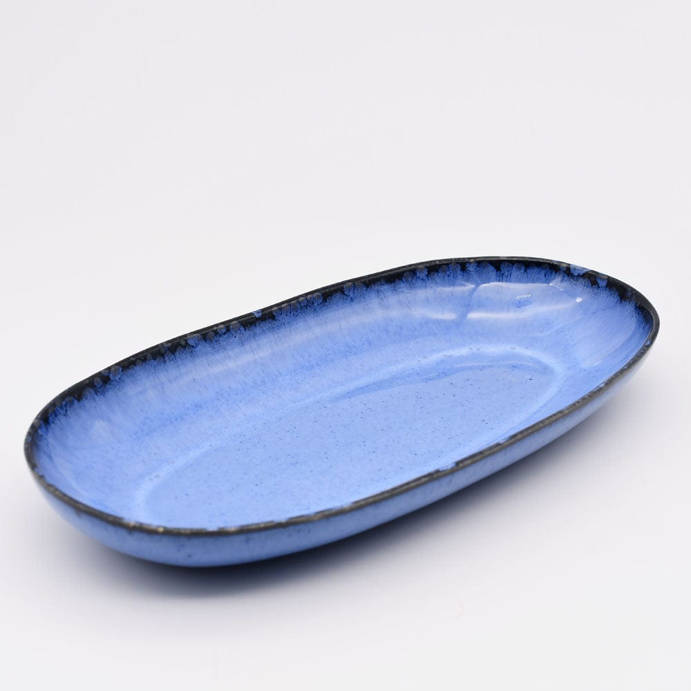 Grande assiette en grès de la collection portugaise Amazonia Plat de service en grès "Amazonia" Bleu - 41cm