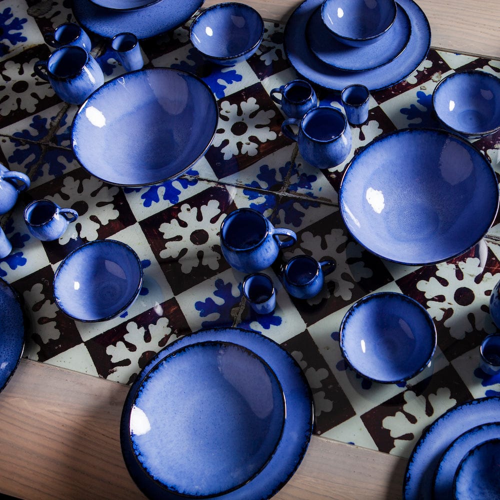 Grande assiette en grès de la collection portugaise Amazonia Plat de service en grès "Amazonia" Bleu - 41cm