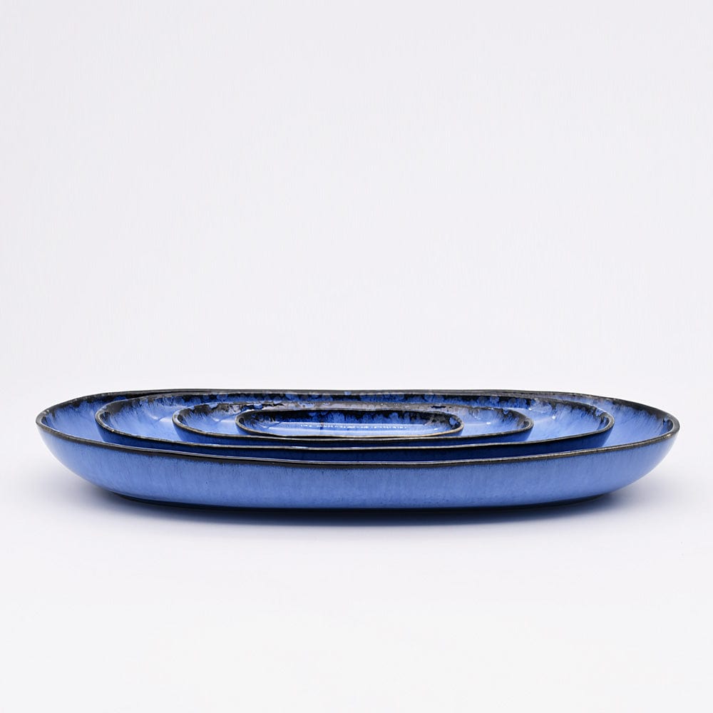 Grande assiette en grès de la collection portugaise Amazonia Plat de service en grès "Amazonia" Bleu - 41cm