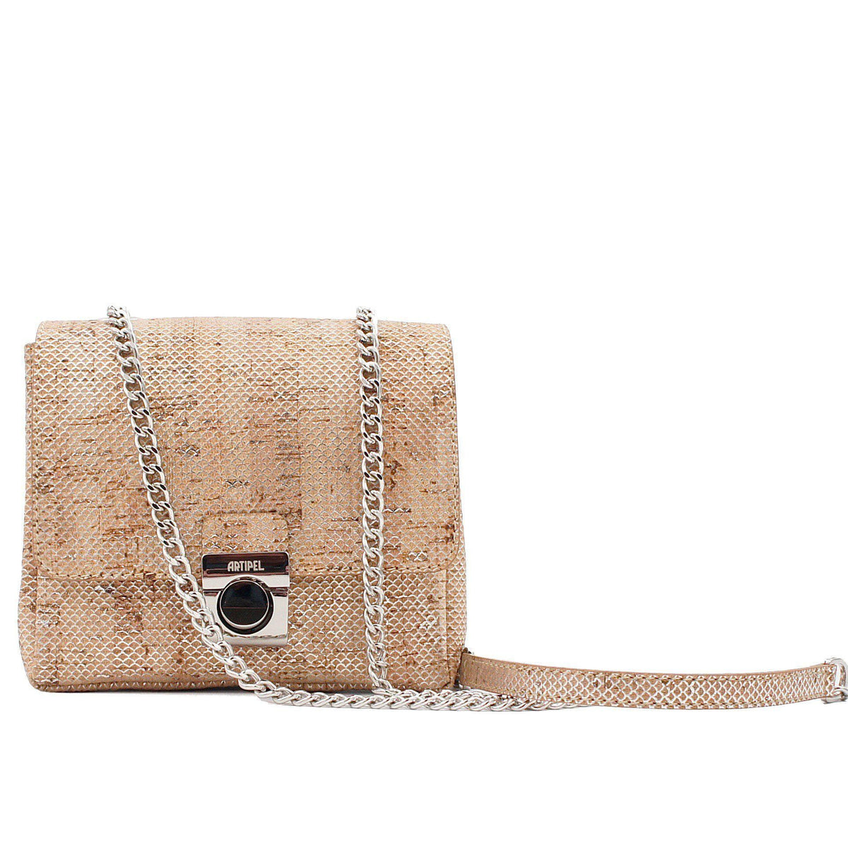 Mini sac besace en liège argenté