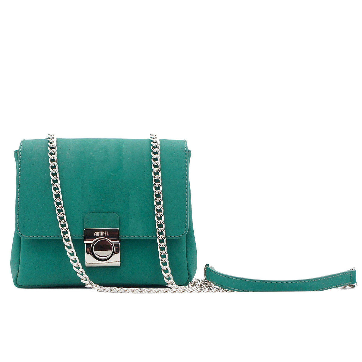 Mini-sized bag in green cork