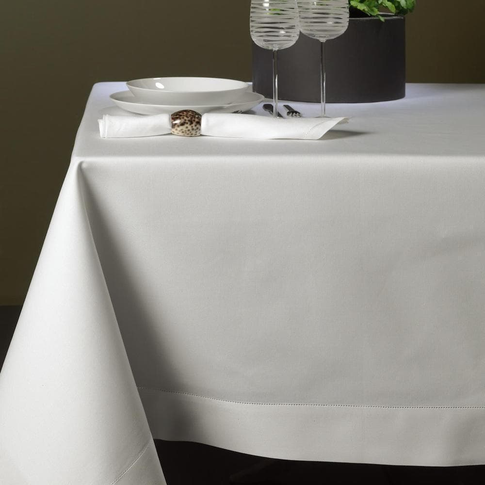 Weiße Tischdecke aus dickem Baumwollstoff 300x180