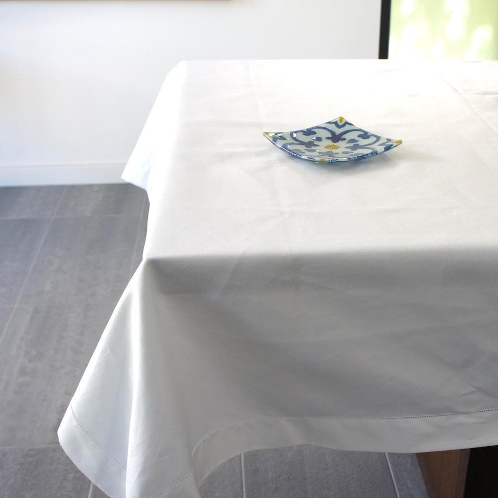 Weiße Tischdecke aus dickem Baumwollstoff 300x180