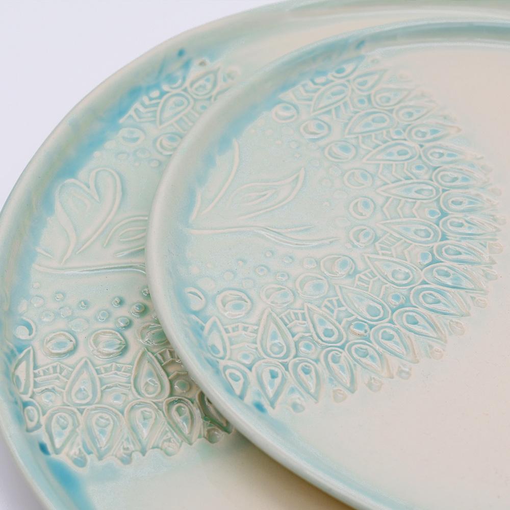 Teller "Estrela do mar" grün und weiß - 20cm