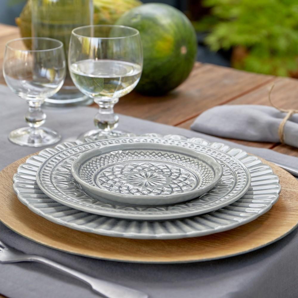Petite assiette en grès Grise "Cristal"