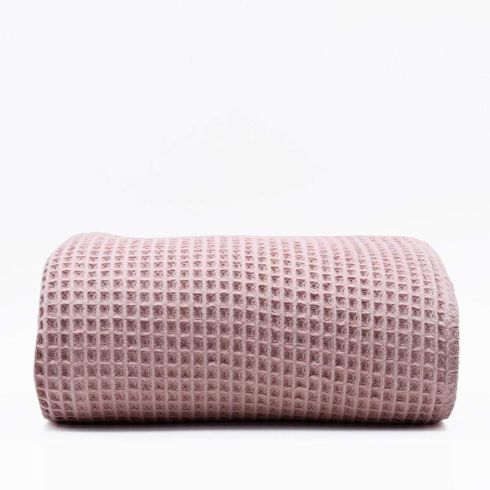 Plaid à franges en coton gaufré Rose Plaid à franges en coton gaufré 200x140 - Rose