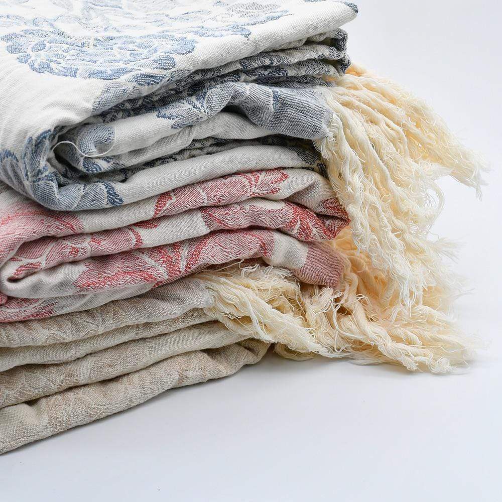 Plaid léger à franges en coton 170x120 - Beige