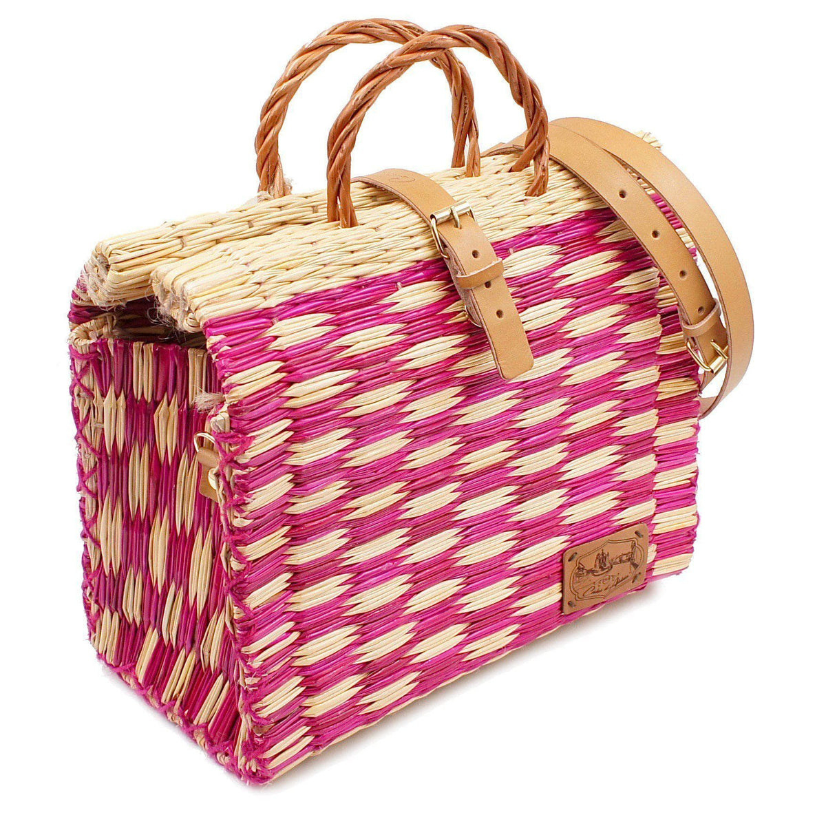 Reed Shopping Bag 11.8'' - Pink & Natural