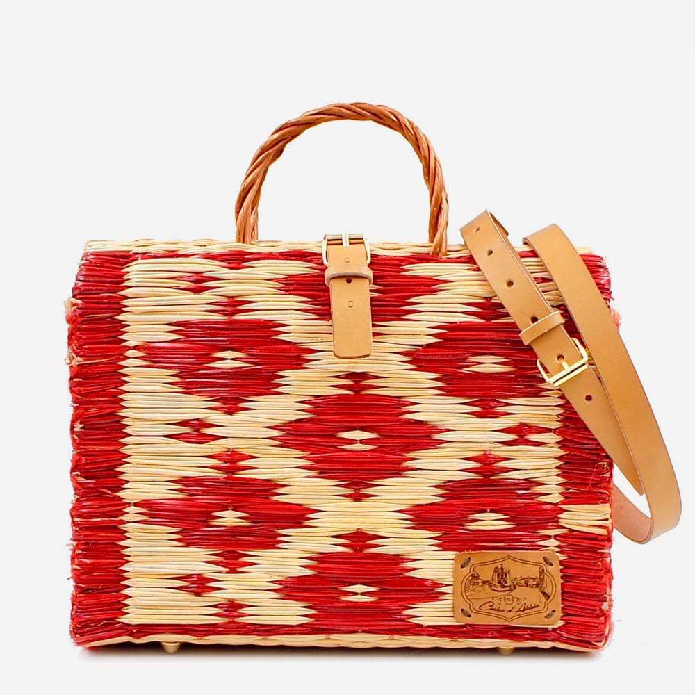 Reed Shopping Bag - 30cm - Red & Natural