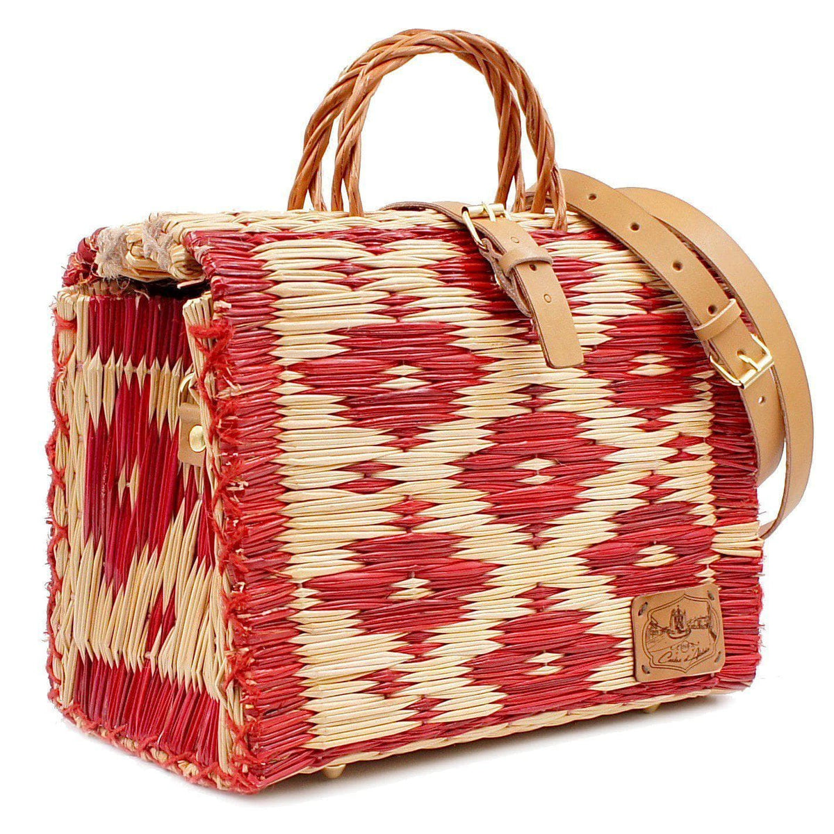 Reed Shopping Bag - 30cm - Red & Natural