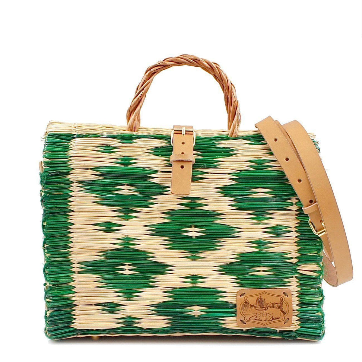 Reed Shopping Bag - 30cm - Green & Natural
