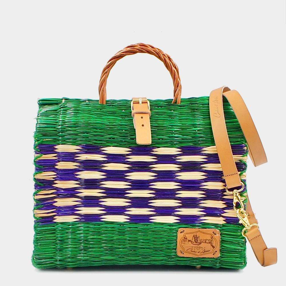 Reed Shopping Bag 11.8'' - Green & Purple