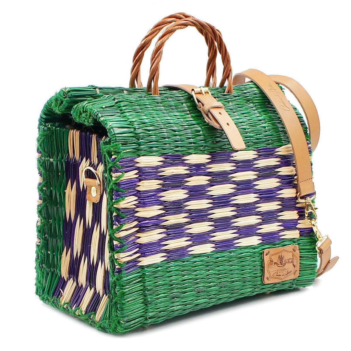Reed Shopping Bag 11.8'' - Green & Purple