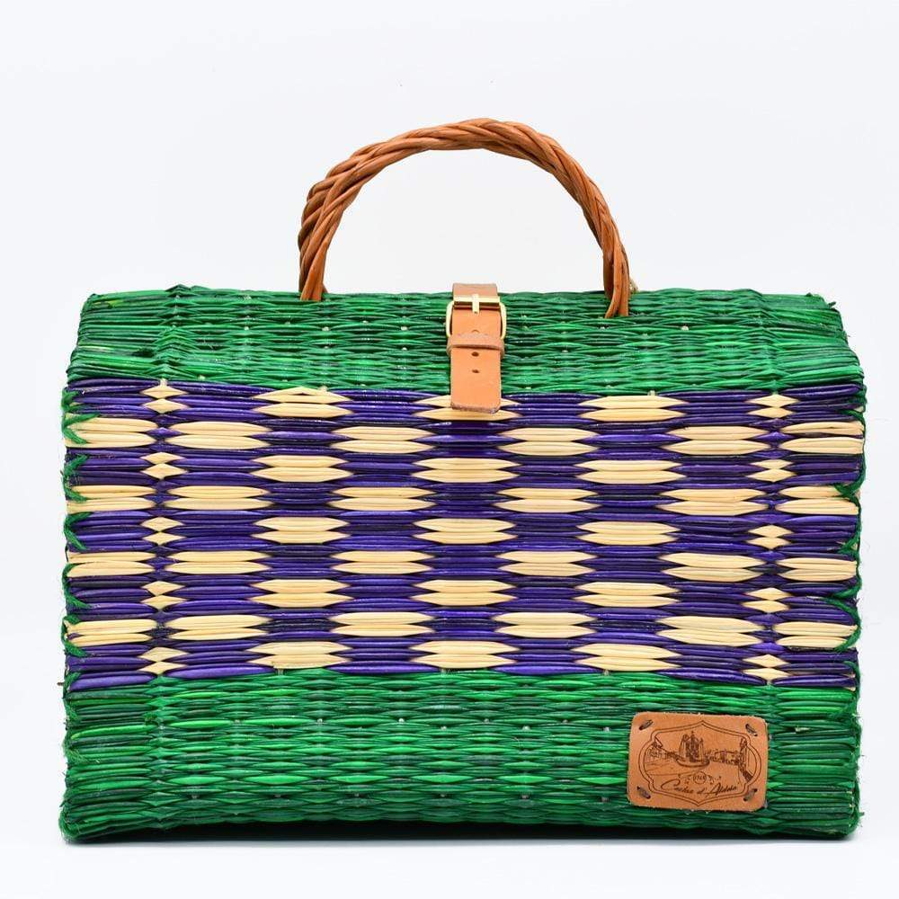 Reed Shopping Bag - 33cm - Green & Purple
