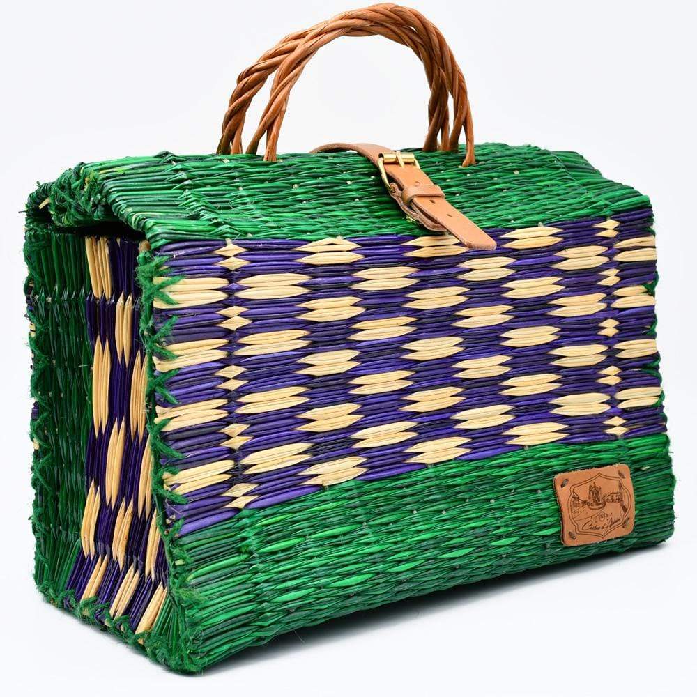Reed Shopping Bag - 33cm - Green & Purple