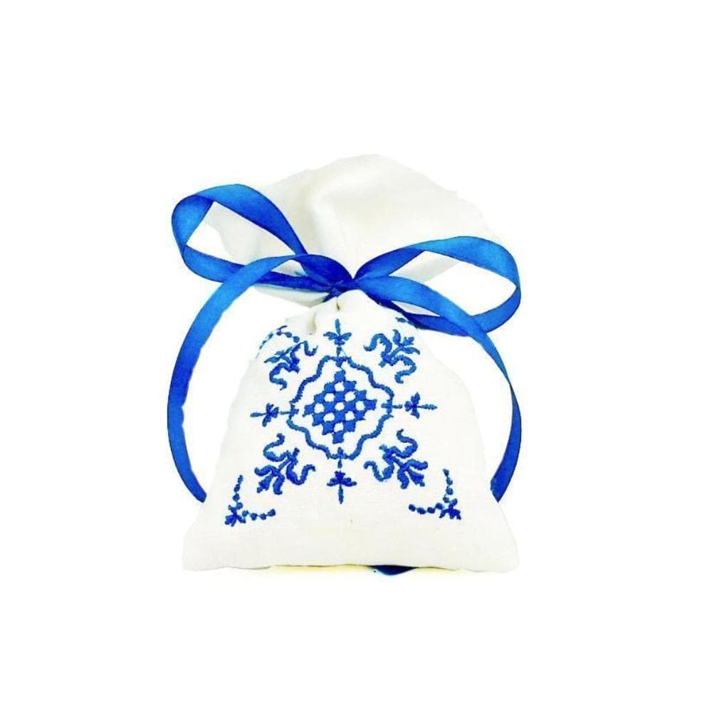 Azulejos I Embroidered linen lavender bag
