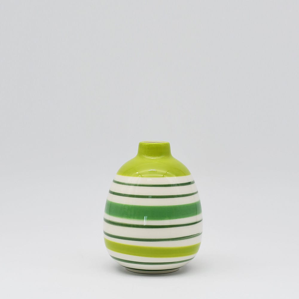 Soliflore ovale rayé vert I Vases en céramique du Portugal Vase ovale - Vert