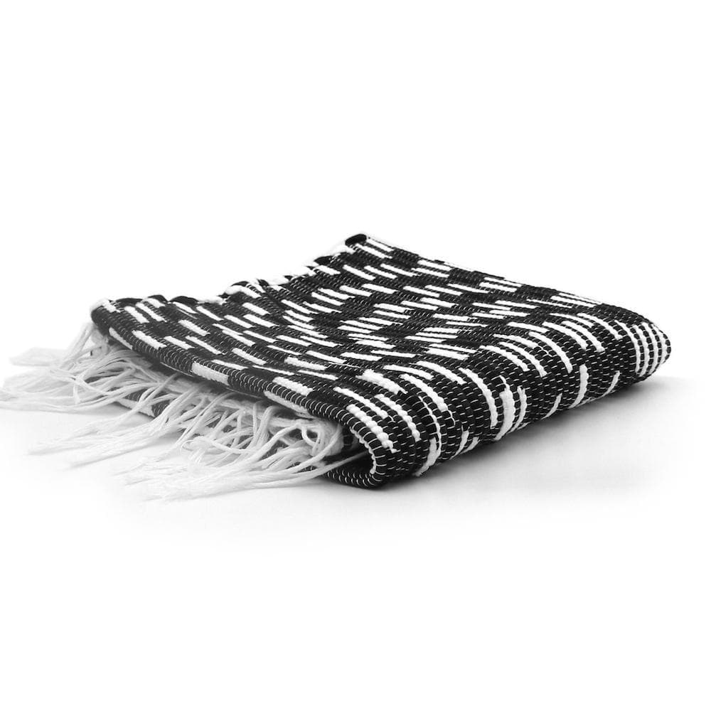 Baumwollteppich 100x50 Schwarz-Weiß