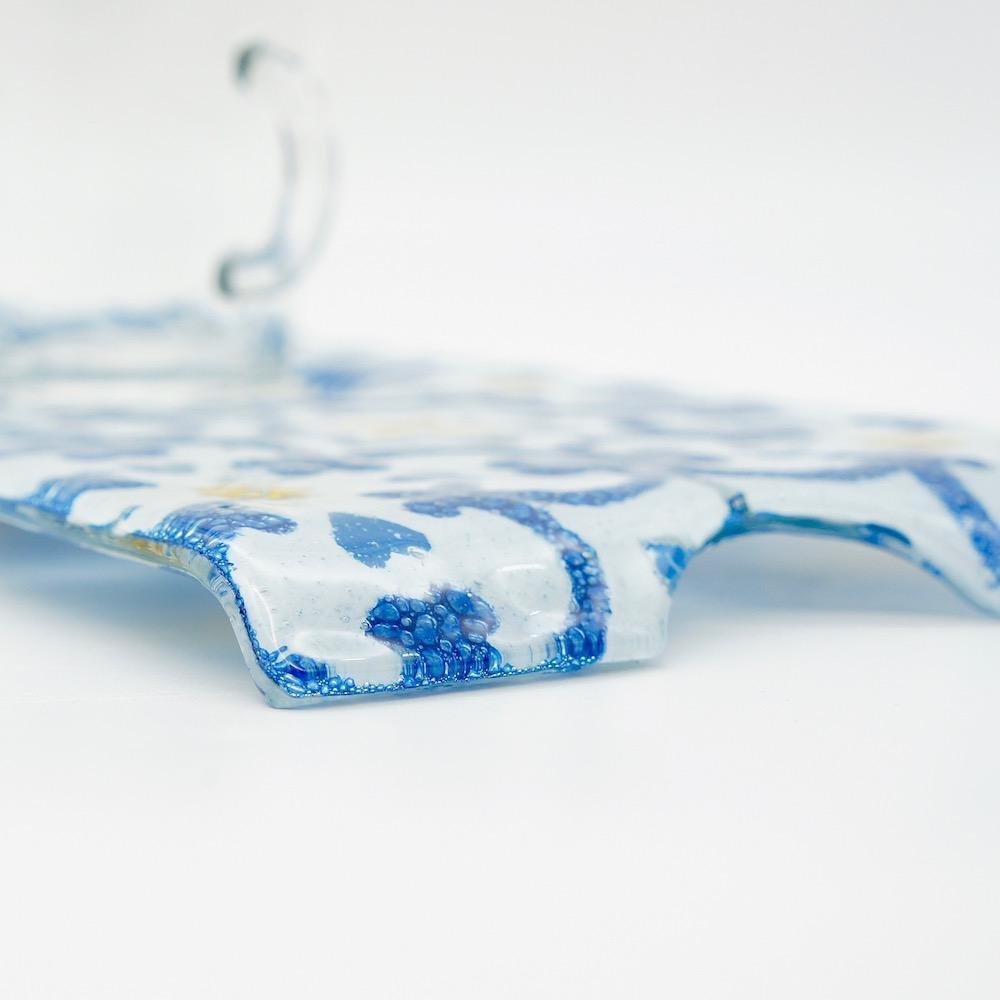 Fused glass cup and saucer "Azulejos"