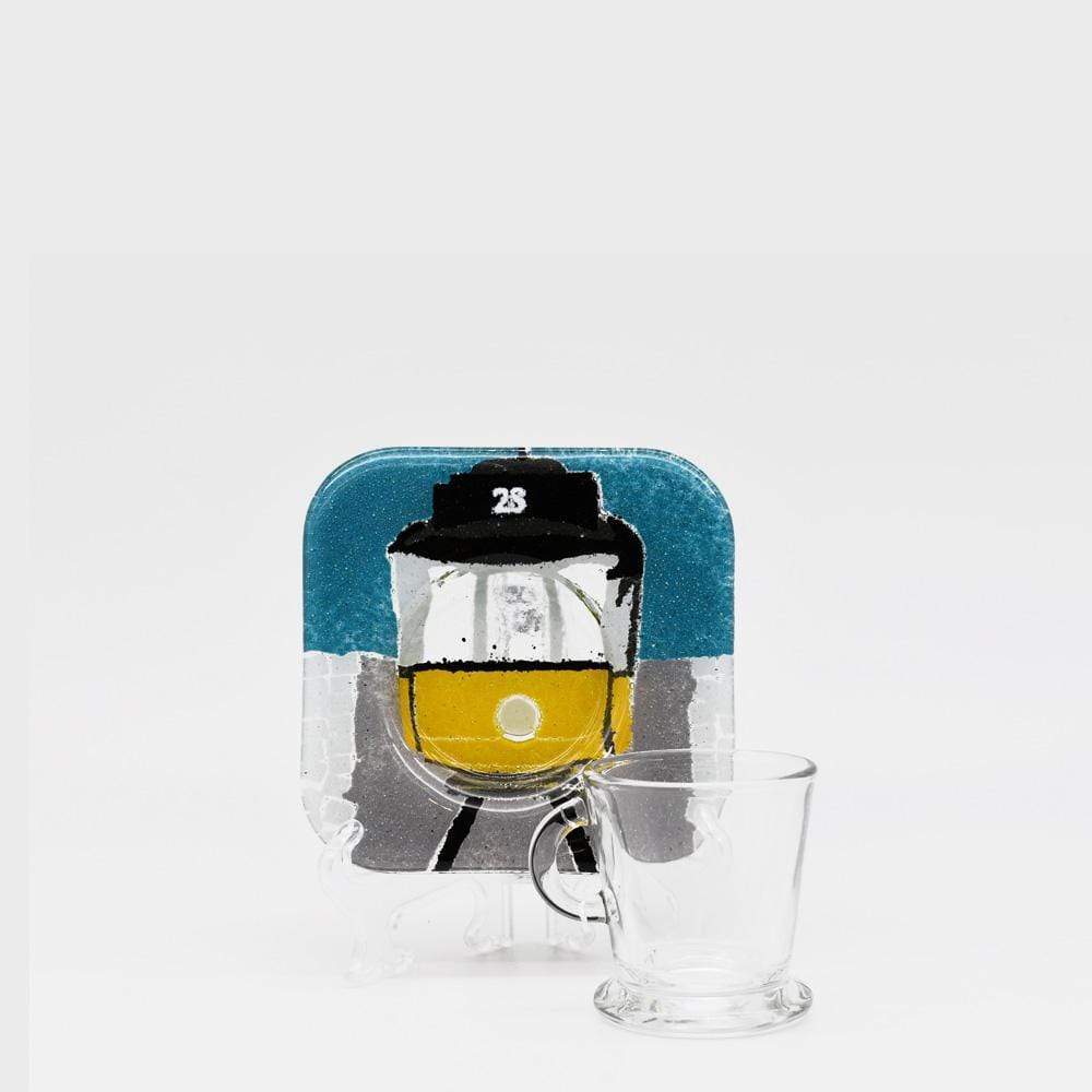 Fused glass cup and saucer "Electrico 28"