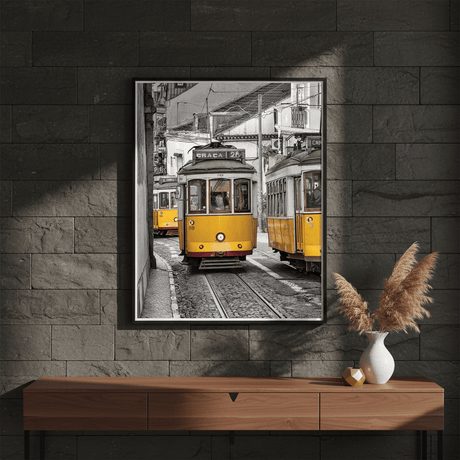 Affiche tramways jaunes de Lisbonne Affiche "Electrico"