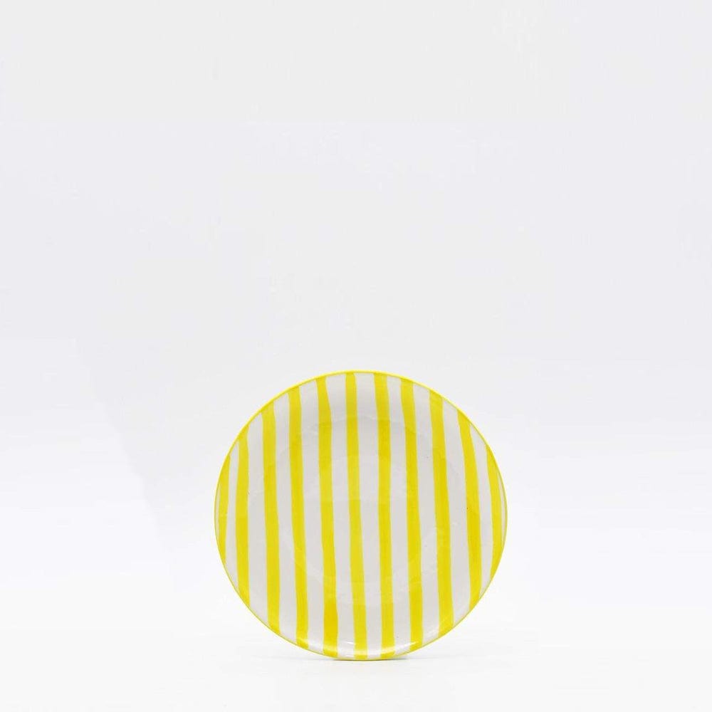 Assiette à pain rayée jaune et blanche I Vaisselle du Portugal en ligne Assiette rayée "Costa Nova Mar" 15cm - Jaune
