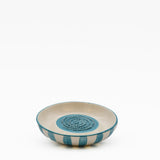 Assiette à râper artisanale portugaise en céramique turquoise & blanc Assiette à râper rayée "Costa Nova Mar" - Turquoise