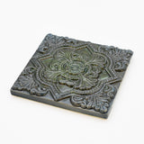 Azulejo du Portugal vert émeraude I Fabrication artisanale Azulejo Padrão à relief - 10x10cm
