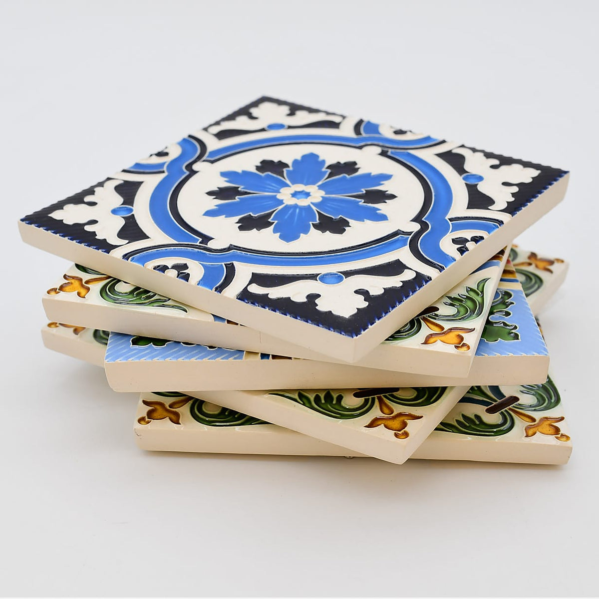 Azulejo hispano-maure artisanal 14x14cm | Fait main Portugal Azulejo Hispano-Maure 14x14cm