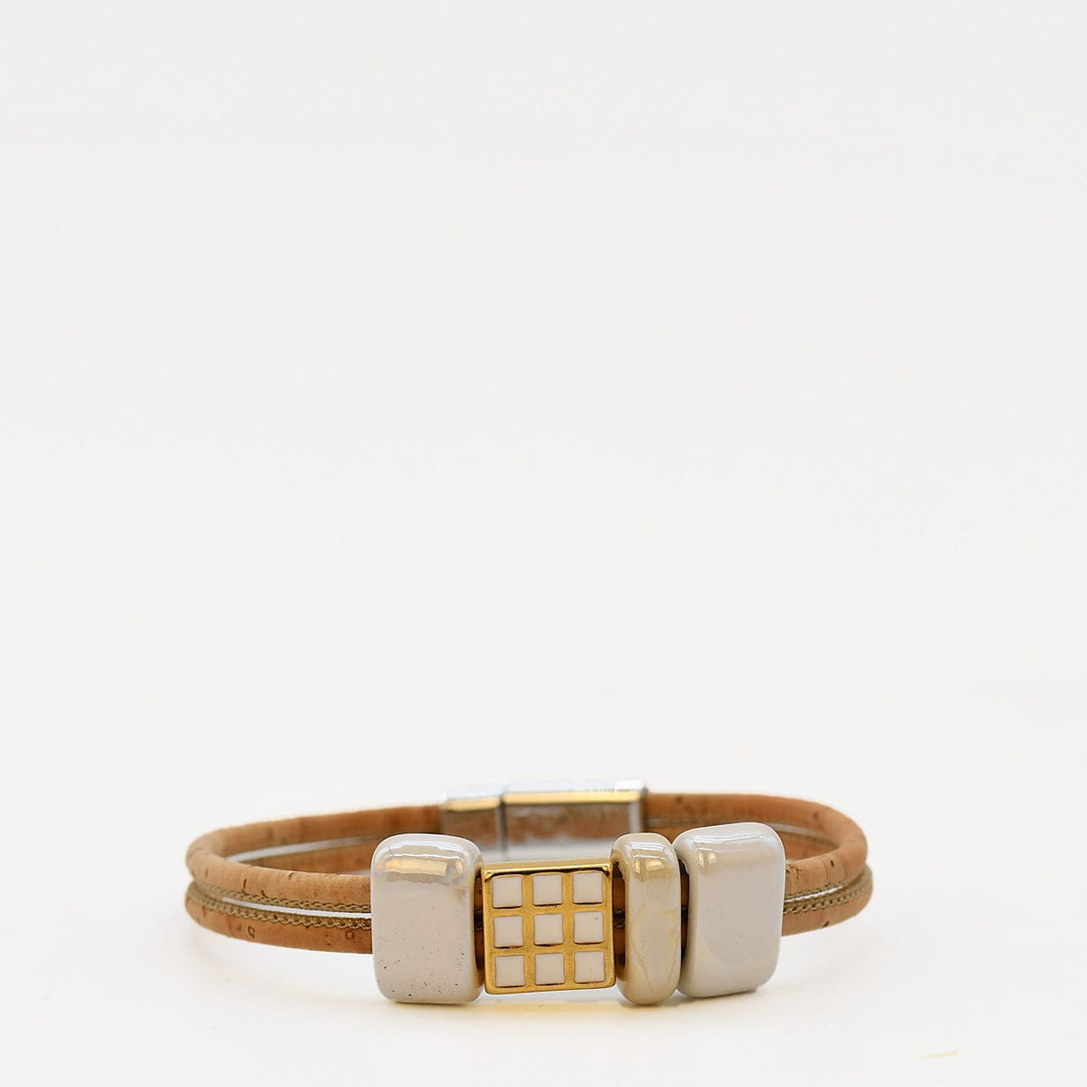 Bracelet en liège naturel et céramique – Fait main au Portugal Bracelet en liège et perles