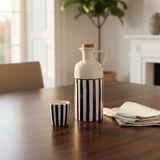 Carafe rayée bleue et blanche avec bouchon en liège Carafe à huile rayée "Costa Nova Mar" 18cm - Bleu