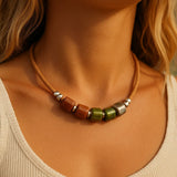 Collier liège et céramique verte Fait main au Portugal Collier en liège et perles - Vert