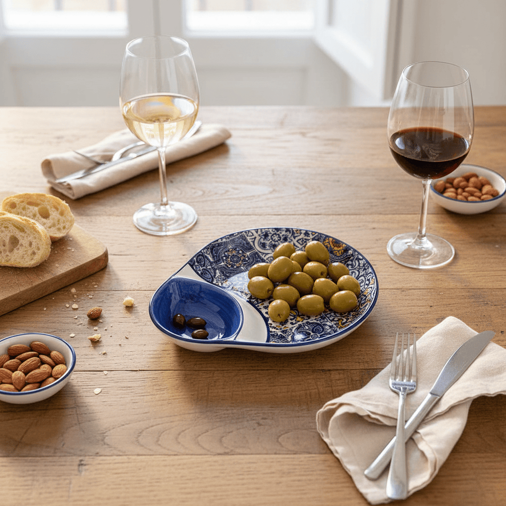 Coupe à olives traditionnelle du Portugal Petite assiette à olives en céramique "Azulejos" - Bleue