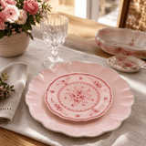 Duo d'Assiettes Rosa rose & Vila rose 17cm en Grès Fin | Harmonie Portugaise Duo d'Assiettes en Grès Fin "Rosa & Vila" - Rose & Rose