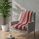 Grand plaid en coton rouge tissé au Portugal Plaid en coton "Hexa" - Rouge