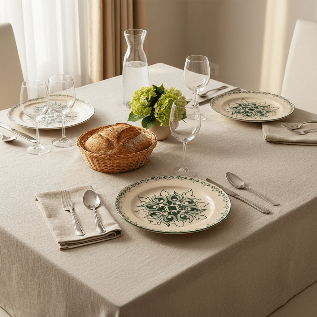 Grande assiette en céramique motifs azulejos verts Assiette en céramique "Brasão" 27cm - Verte