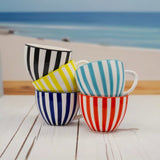 Grande tasse en porcelaine portugaise I Vente en ligne Grande tasse rayée "Costa Nova Mar" - Turquoise