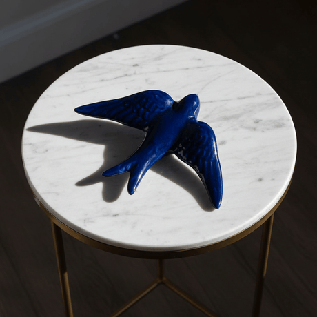 Hirondelle bleue en céramique I Produit artisanal du Portugal Hirondelle lisse en céramique bleue