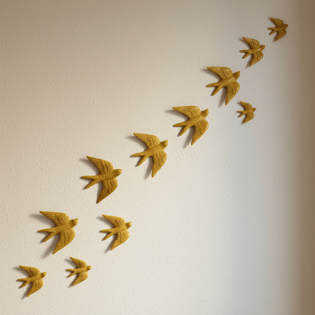 Hirondelle murale en céramique jaune moutarde du Portugal Hirondelle en céramique - Jaune moutarde