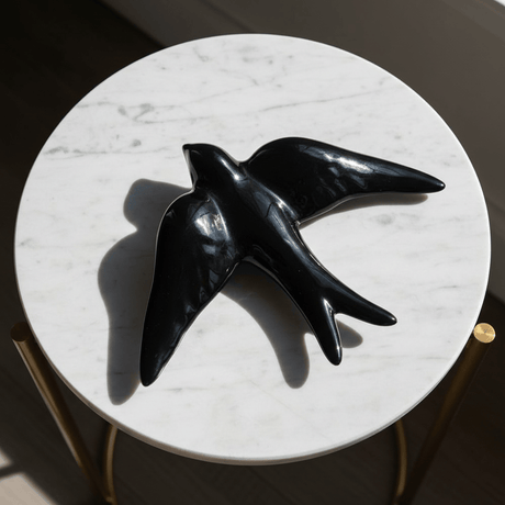 Hirondelle noire en céramique I Produit artisanal du Portugal Hirondelle lisse en céramique noire