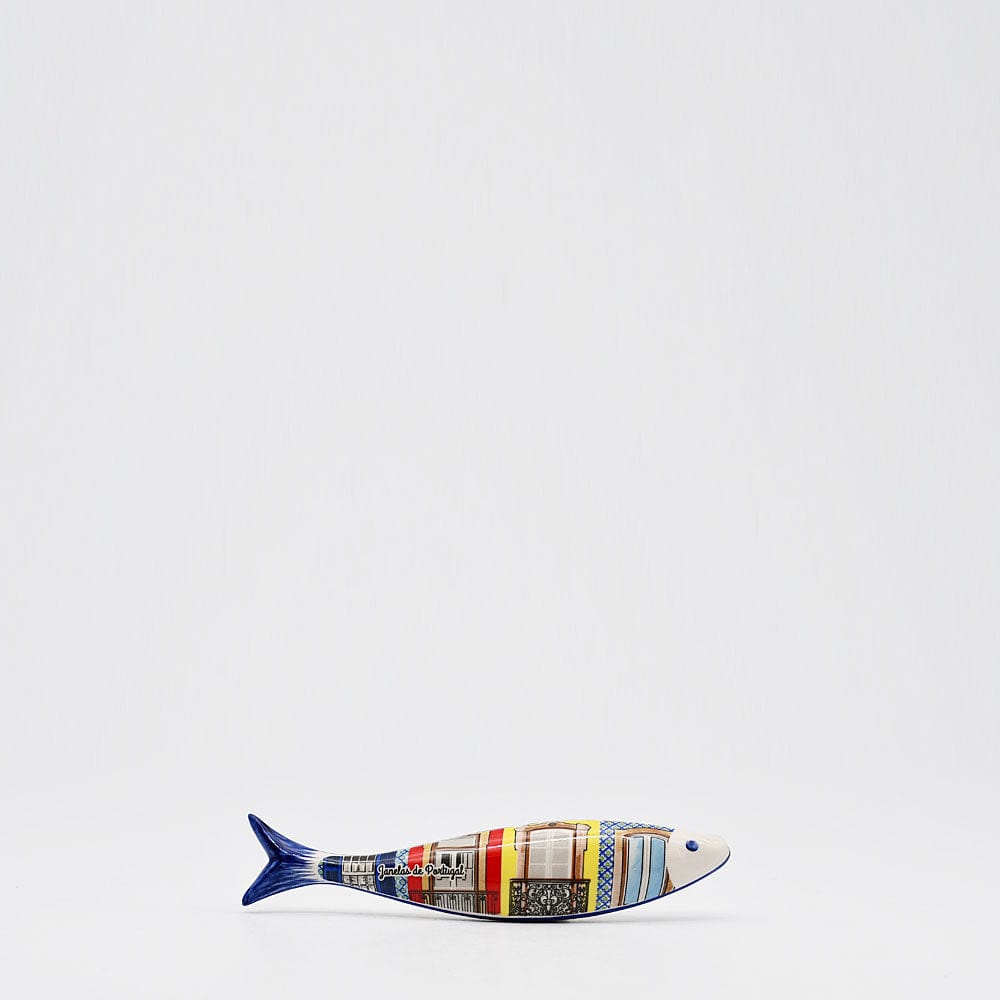 Magnet en céramique traditionnelle de Portugal  I Jaune Sardine en céramique "Janelas"