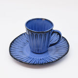 Mug blanc en grès de la collection portugaise Amazonia Assiette en grès "Vieira" - Bleue