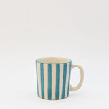 Mug en céramique portugaise rayé turquoise et blanc Mug rayé "Costa Nova Mar" - Turquoise