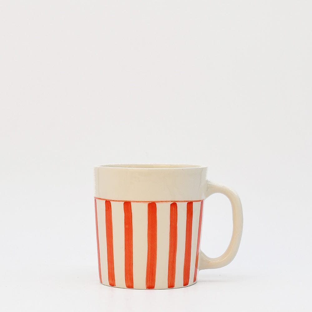 Mug rayé rouge et blanc en céramique portugaise I Vente en ligne Mug rayé en céramique "Costa Nova Mar" - Rouge