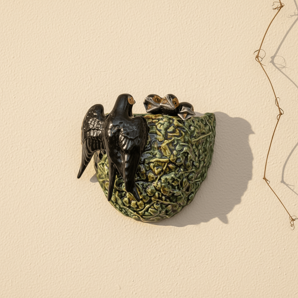 Nid d'hirondelle en céramique I Céramique portugaise Nid d'hirondelle en céramique vert