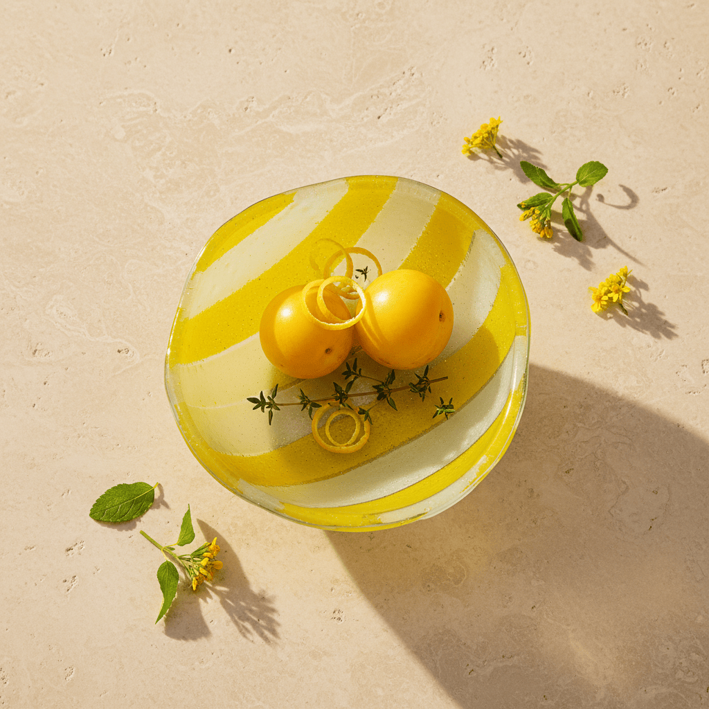 Petit bol en verre de Marinha Grande jaune & blanc I Artisanat portugais Saladier en verre "Marinha Grande" - Jaune